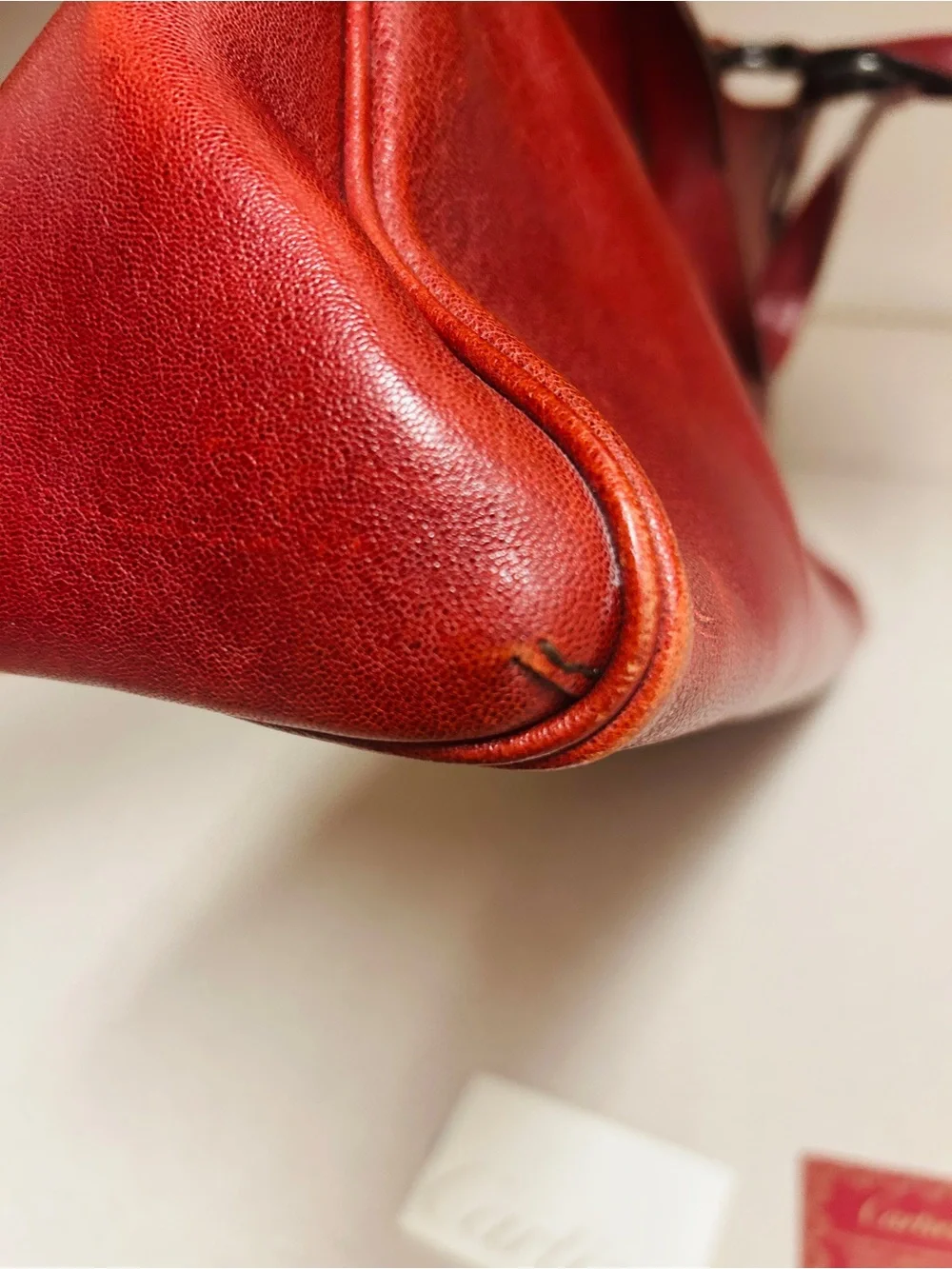 Cartier Burgundy Marcello Goat Leather beautiful Satchel with Top Handles